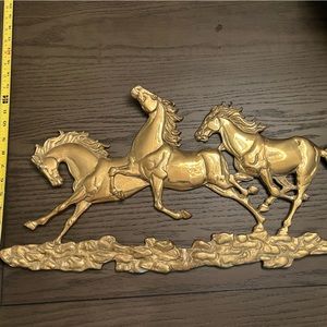 Vintage brass horse wall art